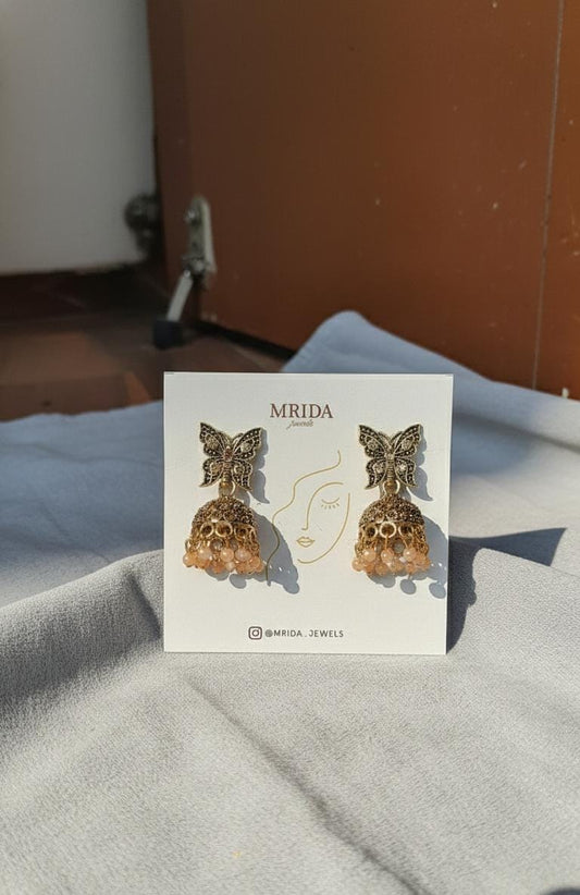 Butterfly golden jhumka