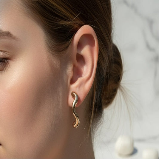 Golden Wave Hoop Earrings
