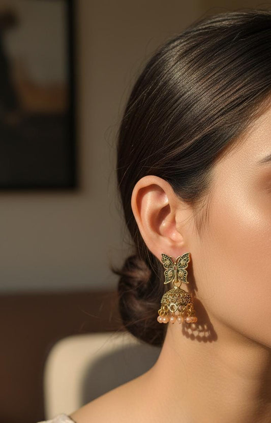 Butterfly golden jhumka