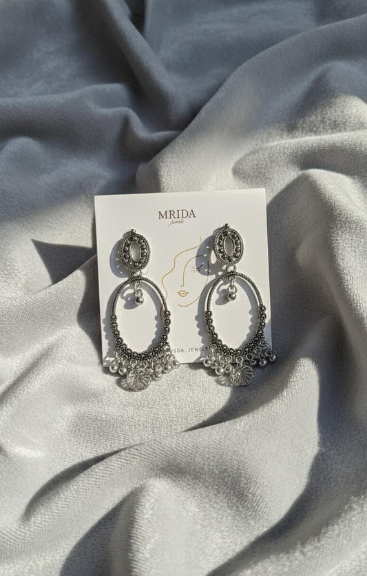 oxydised oval jhumka